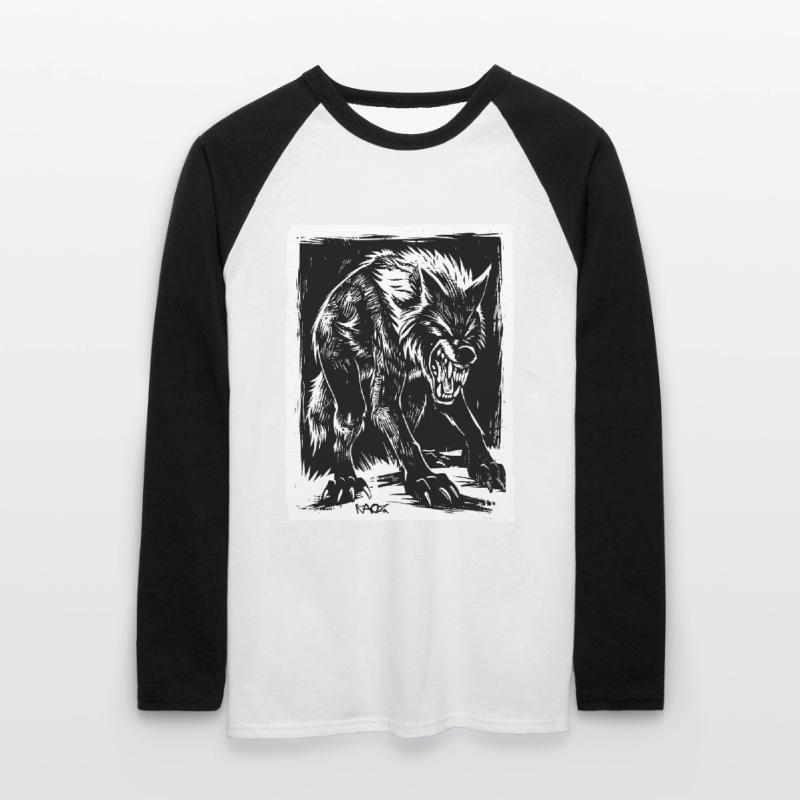 Böser Horror-Werwolf oder Wolf Unisex Baseballshirt langarm