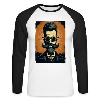 Un gentleman de la science ringard - T-shirt baseball manches longues Homme - blanc/noir - Devant - Nik (191cm)