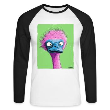 Funny Weird Pink Blue Bouquet - Unisex Long Sleeve Baseball T-Shirt - white/black - Front - Nik (191cm)