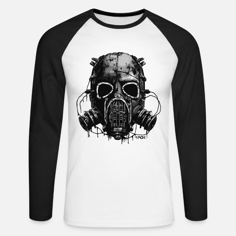 Eine der coolsten Gasmasken - Unisex Baseballshirt langarm - Weiß/Schwarz