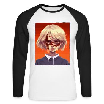 Fille effrayante - T-shirt baseball manches longues Homme - blanc/noir - Devant - Nik (191cm)