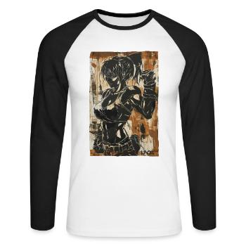Strong, cool adventure fighter - Unisex Long Sleeve Baseball T-Shirt - white/black - Front - Nik (191cm)