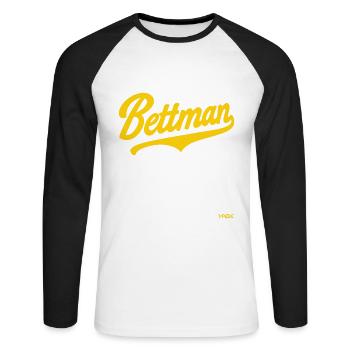 Bettman - Unisex Long Sleeve Baseball T-Shirt - white/black - Front - Nik (191cm)