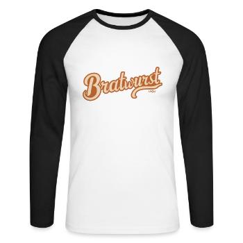 Bratwurst - T-shirt baseball manches longues Homme - blanc/noir - Devant - Nik (191cm)