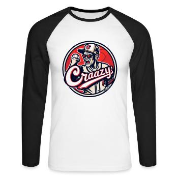 Team Crazy: The Crazy Ones - Unisex Long Sleeve Baseball T-Shirt - white/black - Front - Nik (191cm)
