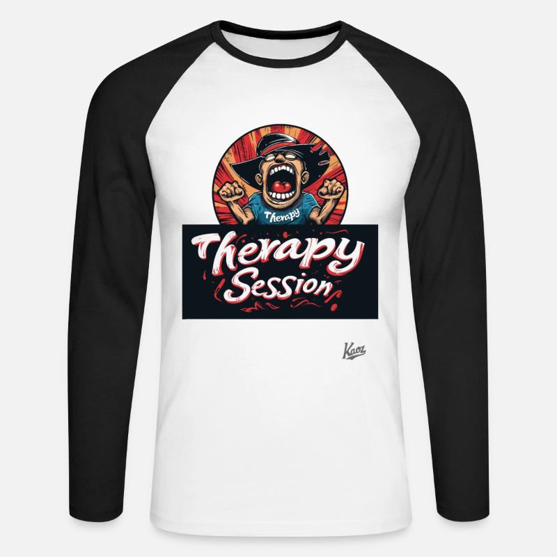 Scream therapy: Session in progress - Unisex Long Sleeve Baseball T-Shirt - white/black