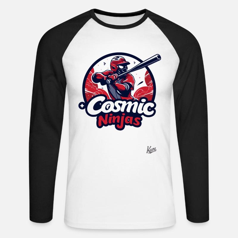 Kosmische Ninja Baseball-Crew - Unisex Baseballshirt langarm - Weiß/Schwarz