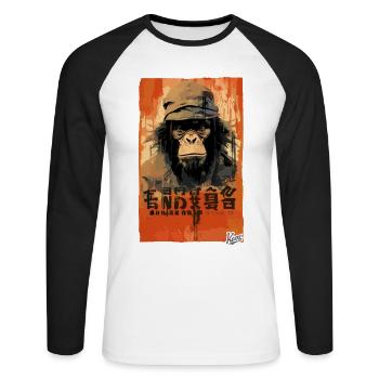 Fausse affiche de film du singe humain chimpanzé - T-shirt baseball manches longues Homme - blanc/noir - Devant - Nik (191cm)