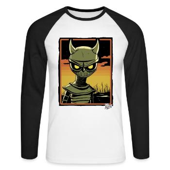 Asian Horror of the Rice Field Devil - Unisex Long Sleeve Baseball T-Shirt - white/black - Front - Nik (191cm)