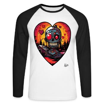 Ein Herz für Camping-Sumpf-Cyborg-Roboter - Unisex Baseballshirt langarm - Weiß/Schwarz - Vorne - Nik (191cm)