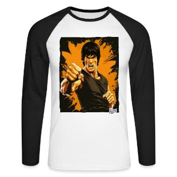 Das Gesicht der Kampfkunst - Unisex Baseballshirt langarm - Weiß/Schwarz - Vorne - Nik (191cm)