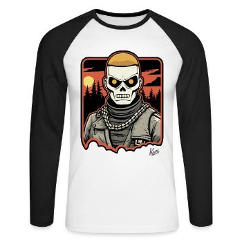 Nature Night of the Freak : Skull Rocker - T-shirt baseball manches longues Homme - blanc/noir - Devant - Nik (191cm)