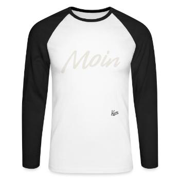 Moin: Designs for clothes with a twist! - Unisex Long Sleeve Baseball T-Shirt - white/black - Front - Nik (191cm)