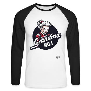 Mamie numéro 1 - T-shirt baseball manches longues Homme - blanc/noir - Devant - Nik (191cm)