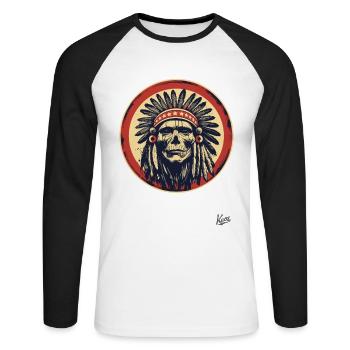 Les vrais patriotes sont les indigènes - T-shirt baseball manches longues Homme - blanc/noir - Devant - Nik (191cm)