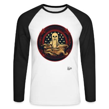Patriotic Ghost - Unisex Long Sleeve Baseball T-Shirt - white/black - Front - Nik (191cm)