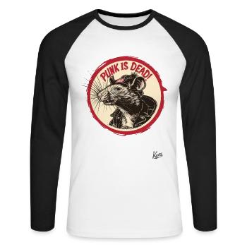 Music Punk Rat: Punk is dead - Unisex Long Sleeve Baseball T-Shirt - white/black - Front - Nik (191cm)