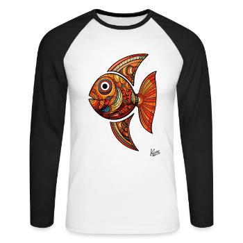Big, cool, funny coral fish - Unisex Long Sleeve Baseball T-Shirt - white/black - Front - Nik (191cm)