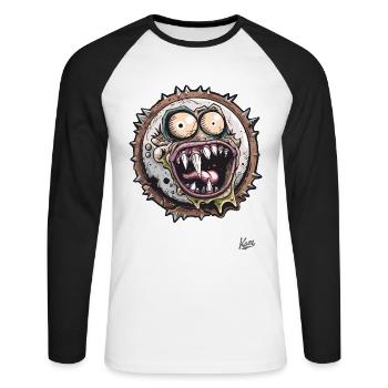 Horreur Monstre Châtaigne Châtaigne - T-shirt baseball manches longues Homme - blanc/noir - Devant - Nik (191cm)
