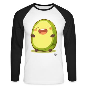 Funny Happy Laughing Avocado - Unisex Long Sleeve Baseball T-Shirt - white/black - Front - Nik (191cm)