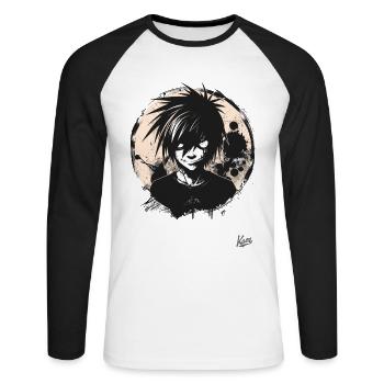 Emo Core: Bad Boy, böser Junge - Unisex Baseballshirt langarm - Weiß/Schwarz - Vorne - Nik (191cm)
