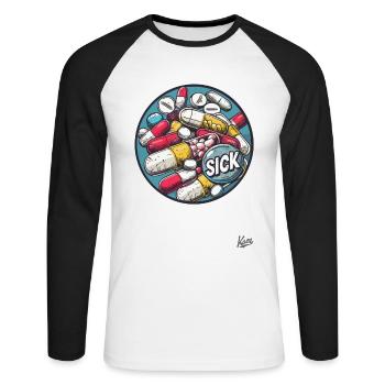 So many pills, medicines so sick - Unisex Long Sleeve Baseball T-Shirt - white/black - Front - Nik (191cm)