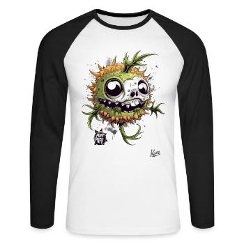 Crâne zombifié : Poisson-globe zombie - T-shirt baseball manches longues Homme - blanc/noir - Devant - Nik (191cm)