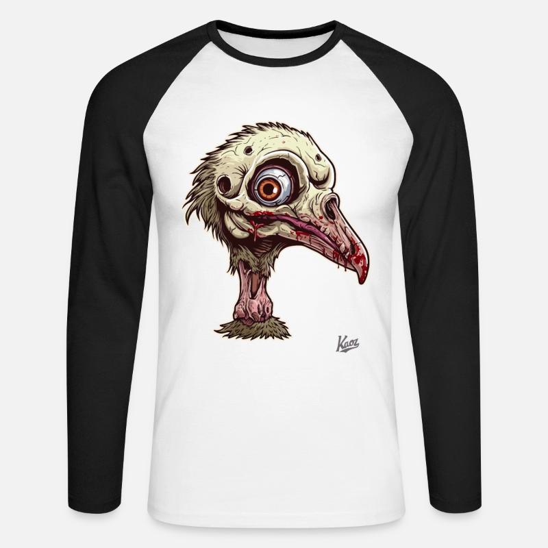 Zombie Straußenvogel Vogel - Unisex Baseballshirt langarm - Weiß/Schwarz