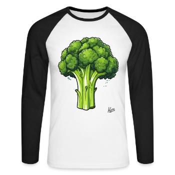 The big, bad broccoli - Unisex Long Sleeve Baseball T-Shirt - white/black - Front - Nik (191cm)