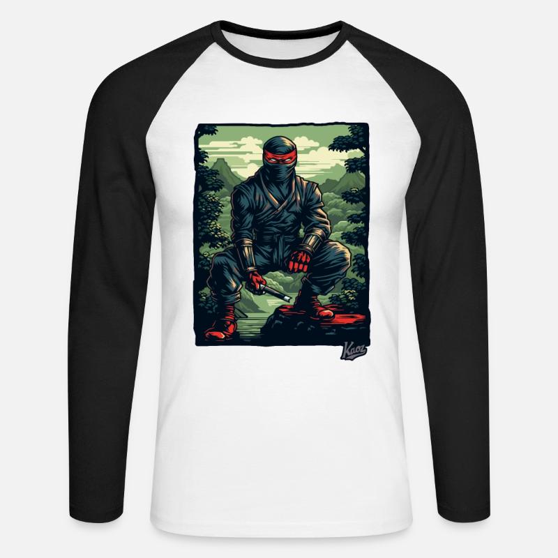Schwarzer Natur Ninja - Unisex Baseballshirt langarm - Weiß/Schwarz