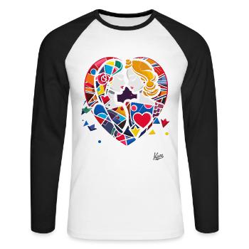 Liebende und Herzen: Herzenssache und Liebe - Unisex Baseballshirt langarm - Weiß/Schwarz - Vorne - Nik (191cm)