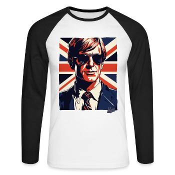 British Flag Type Chad Geezer Great Britain - Unisex Long Sleeve Baseball T-Shirt - white/black - Front - Nik (191cm)