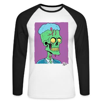 Green Zombie Punk Skull Manager - T-shirt baseball manches longues Homme - blanc/noir - Devant - Nik (191cm)
