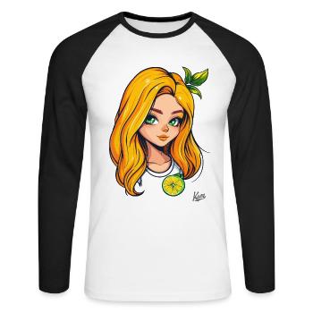 Das Orange-Zitronen-Mädchen - Unisex Baseballshirt langarm - Weiß/Schwarz - Vorne - Nik (191cm)
