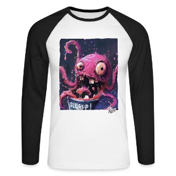 A bucket full of tangy colors: Kraken Slurp - Unisex Long Sleeve Baseball T-Shirt - white/black - Front - Nik (191cm)