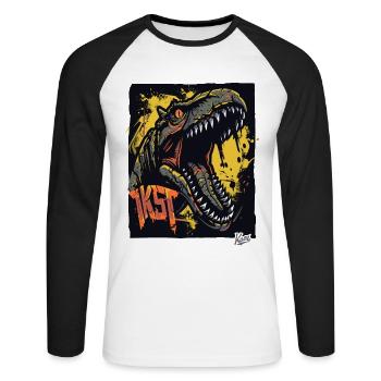 Big Teeth: Ancient Predator Dinosaur - Unisex Long Sleeve Baseball T-Shirt - white/black - Front - Nik (191cm)
