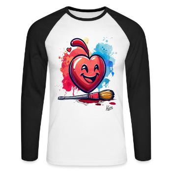 A brush, a smile and a heart for art - Unisex Long Sleeve Baseball T-Shirt - white/black - Front - Nik (191cm)