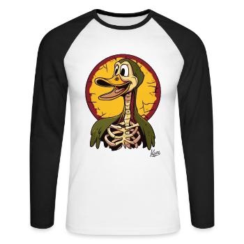 Duck Hunt for a Funny Stupid Skeleton Duck - Unisex Long Sleeve Baseball T-Shirt - white/black - Front - Nik (191cm)