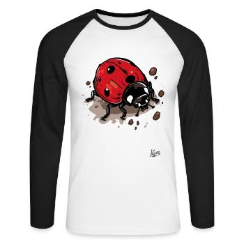 Niedlicher Cartoon-Marienkäfer - Unisex Baseballshirt langarm - Weiß/Schwarz - Vorne - Nik (191cm)