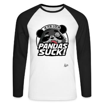 Pandas Sind Doof: Pandabär Bär - Unisex Baseballshirt langarm - Weiß/Schwarz - Vorne - Nik (191cm)