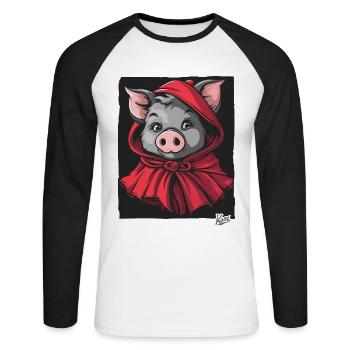 Le conte de fées du Petit Cochon Chaperon Rouge - T-shirt baseball manches longues Homme - blanc/noir - Devant - Nik (191cm)