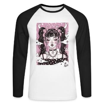 Beauté super cool : Grunge Emo Girl - T-shirt baseball manches longues Homme - blanc/noir - Devant - Nik (191cm)