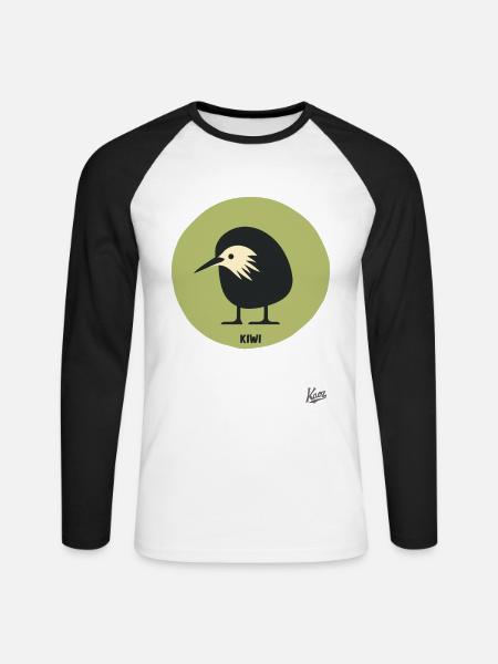 Abstract comic kiwi bird - Unisex Long Sleeve Baseball T-Shirt - white/black