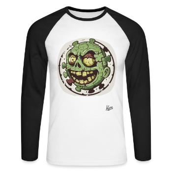 Stupide Drôle Zombie Puzzle Tête - T-shirt baseball manches longues Homme - blanc/noir - Devant - Nik (191cm)