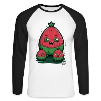Fruity family: The melon melon - Unisex Long Sleeve Baseball T-Shirt - white/black - Front - Nik (191cm)