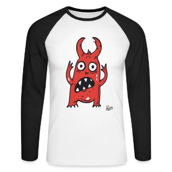 soft cry of the little funny monster - Unisex Long Sleeve Baseball T-Shirt - white/black - Front - Nik (191cm)