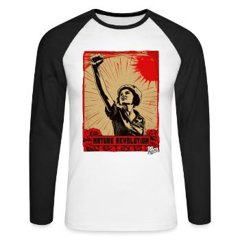 Révolution de la nature et femme aux fleurs - T-shirt baseball manches longues Homme - blanc/noir - Devant - Nik (191cm)
