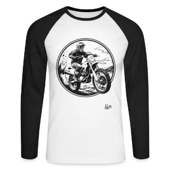 Supercross Retro Motocross Enduro - Unisex Baseballshirt langarm - Weiß/Schwarz - Vorne - Nik (191cm)
