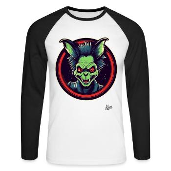 Kleiner frecher Kobold - Unisex Baseballshirt langarm - Weiß/Schwarz - Vorne - Nik (191cm)