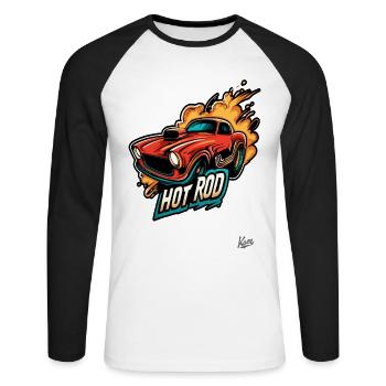 Hot Rod Muscle Car: Power on Wheels - Unisex Long Sleeve Baseball T-Shirt - white/black - Front - Nik (191cm)